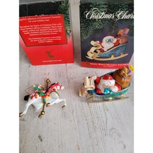 Santa's best Santa naughty nice list carousel vintage ornament Xmas set